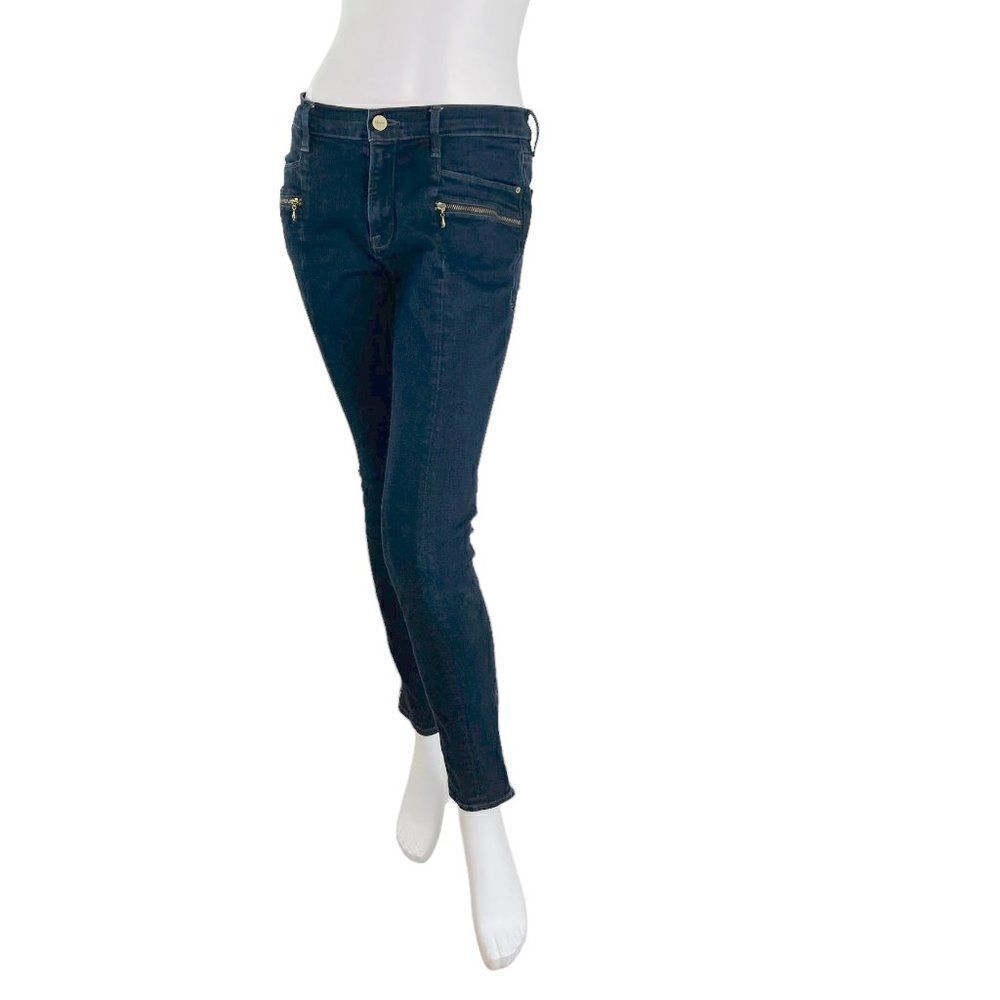 Frame Denim Le Skinny de Jeanne Jeans with Zipper Detail in Bedford Wash Size 30
